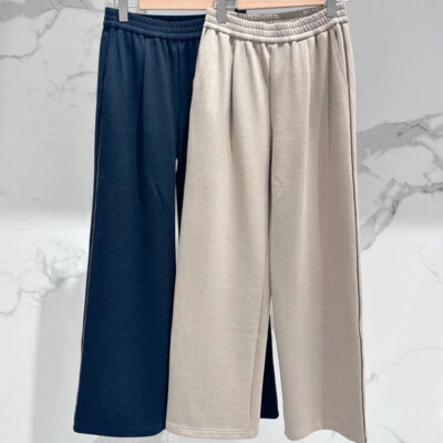 Womens Autumn/winter Elastic Waist Large Straight Pants for Brunello Cucinelli