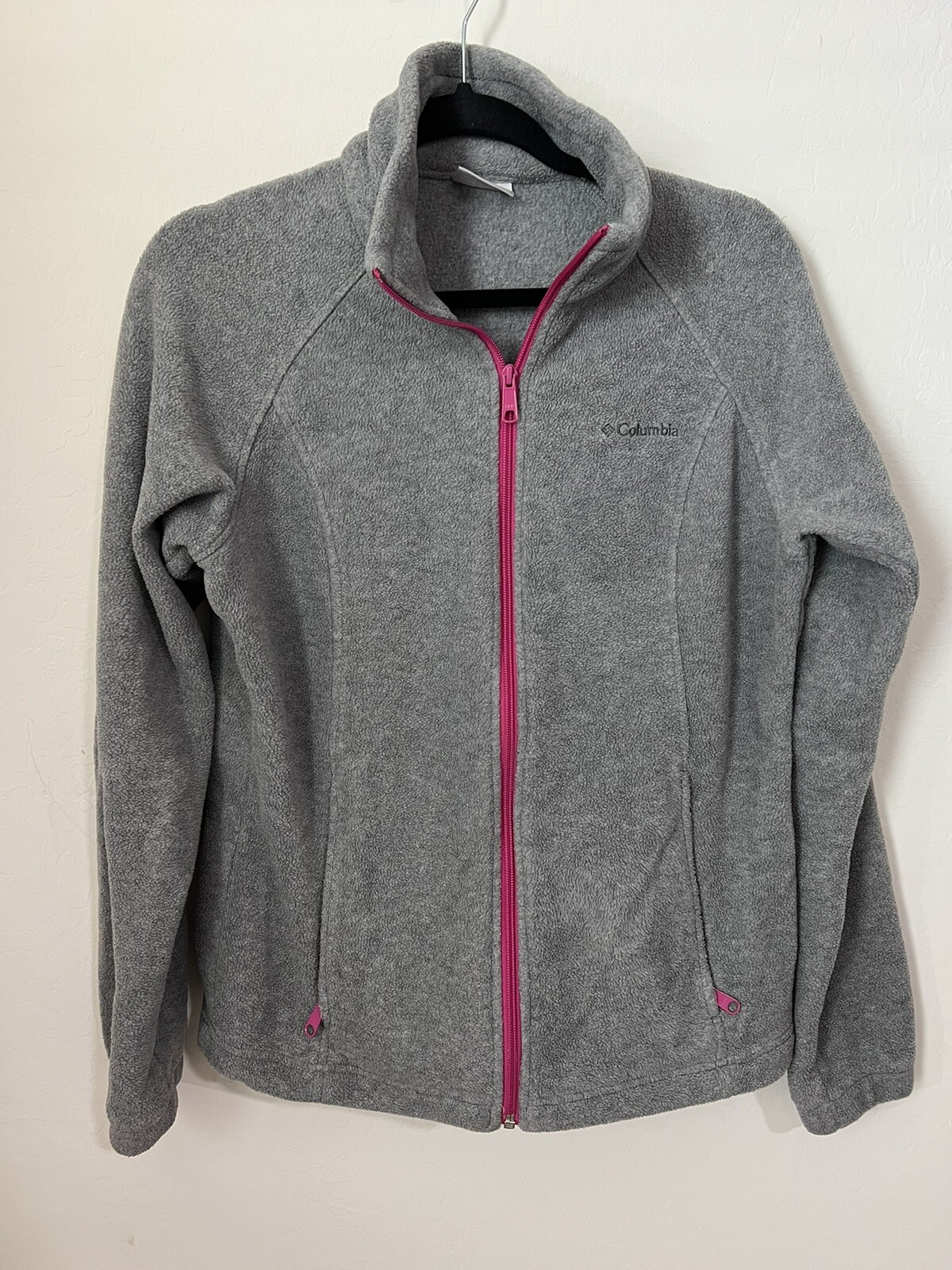 Columbia Womens Jacket Columbia Fleece Full Zip Medium Grey And Pink eBay