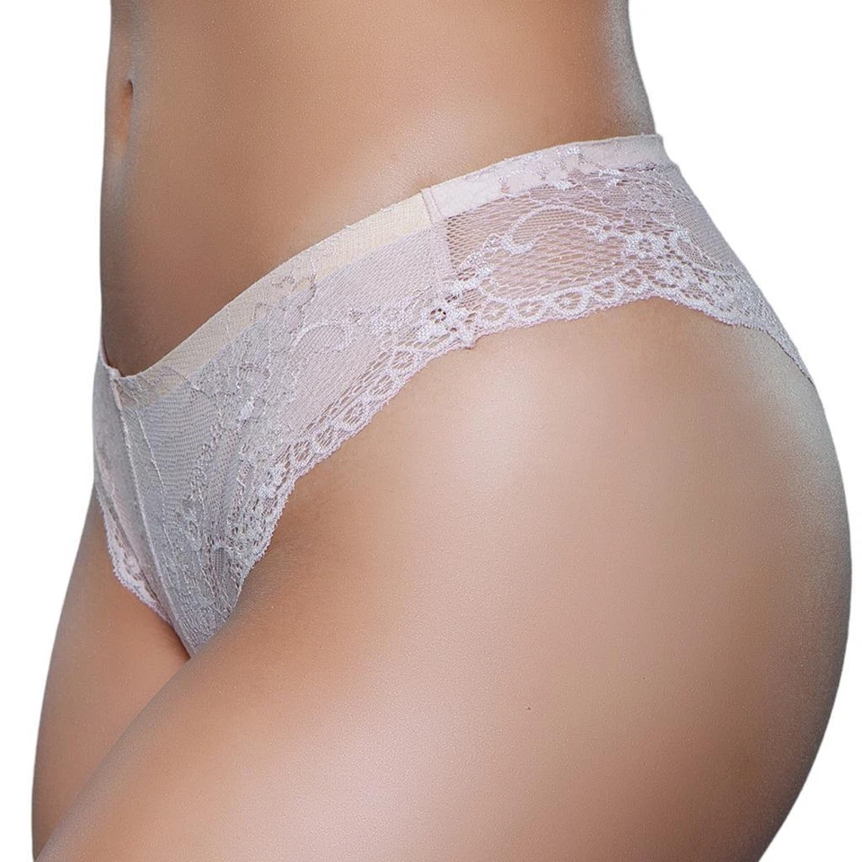 Lace Tanga Panty Scalloped Trim Stretch Sheer Floral 3 Color Pack Panties 2209 - Image 4 of 4