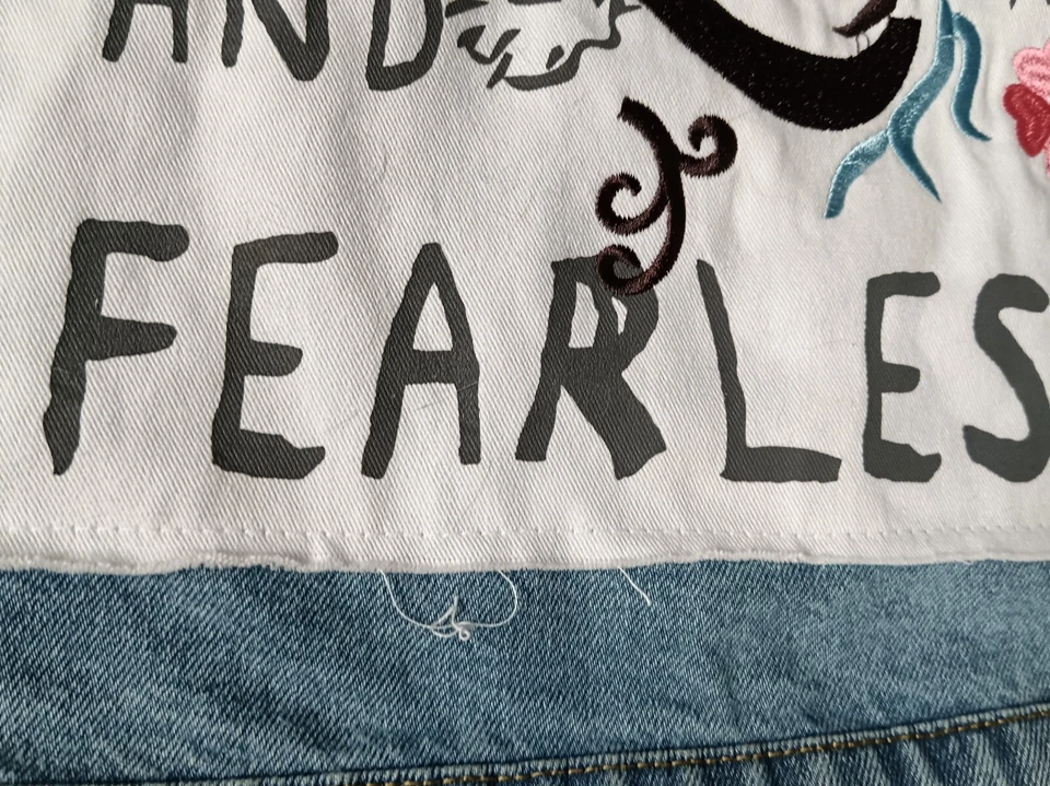 Brave soul denim jacket with a free and fearless embroidedd patch on the back - Image 4 of 4
