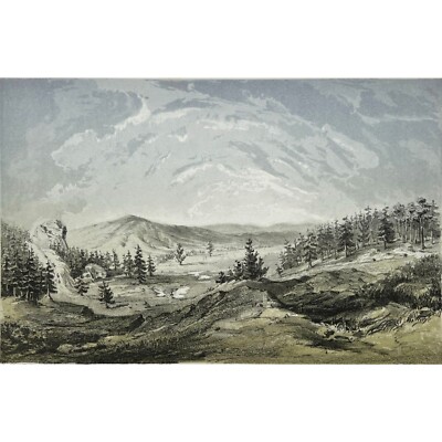 ca. 1855 Original Colored Lithograph - HOT SPRINGS BITTER ROOT MOUNTAINS