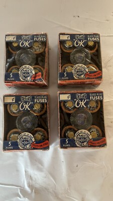 LOT of 4 (5-Pack) Eagle #690 Glass Plug ''OK'' Fuses 15-Amp 125-Volts 25A 125V
