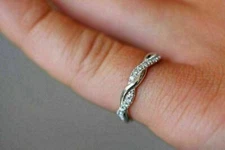 1.10CT Simulated Diamond Round Cut 14K White Gold Finish Wedding Band Ring