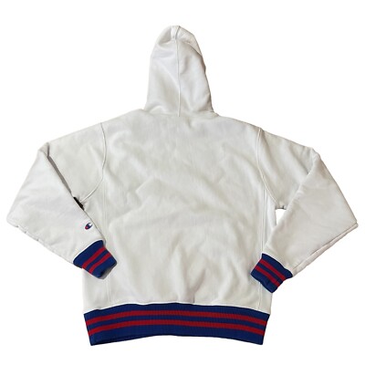 Vintage Champion Reverse Weave Red White Blue Spellout Hoodie