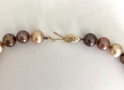 Chocolate Brown Golden Multi-Color Genuine Cultured Pearl Necklace