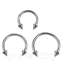 Horseshoe Circular Ears Tragus Lip Septum 2pcs. 16G 2x2mm Spike Surgical Steel