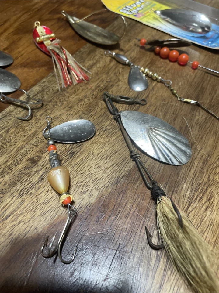 Señuelos giratorios + cuchara vintage. Destripador rojo. Johnson/reloj Jensen. Trade Bros. Peces Foto 2 de 4