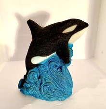 Black & White Orca Whale Statue Figurine *American Sand Art Corp. 1993