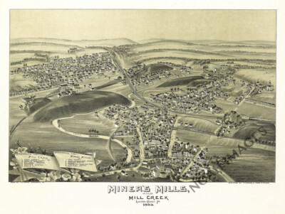 Panoramic Map of Miners Mills Pennsylvania 16x20