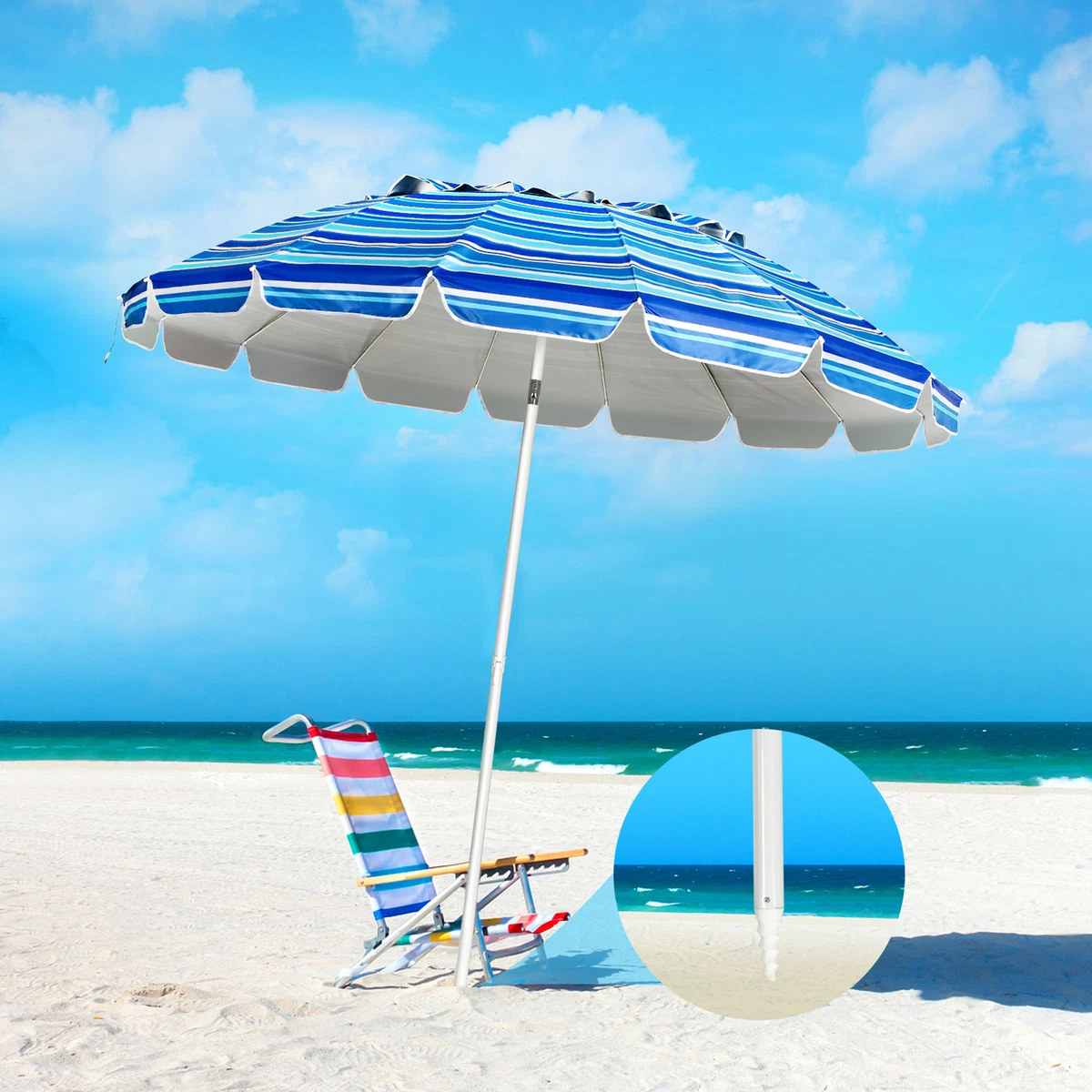 Beach umbrella with sand bag hot sale