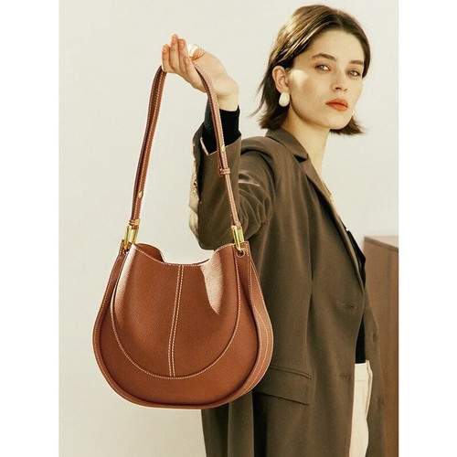 Women's Leather Crossbody Bags Saddle Bag Large Capacity Shoulder Bucket Bag - Bild 21 von 28