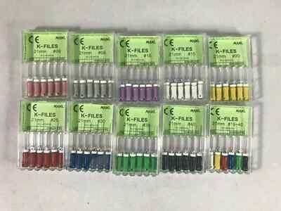 Mani Dental Root Canal Endo Stainless Steel K-files 21mm All Sizes-30 Files/pk