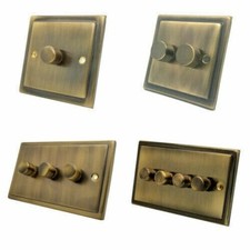 Victorian Step Edge Antique Brass Plug Sockets Light Switches Dimmers Full Range