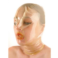 Transparent Latex Mask Hood with Breath Hole Rubber Mask for Fetish Play BDSM