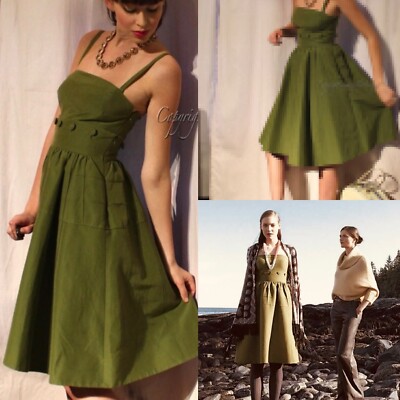 Maeve Anthropologie Green 2 Piece Fit/Flare Dress Wm 6 Detachable  Skirt/Straps | eBay