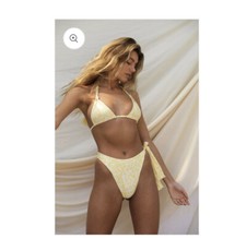 Stone fox swim June bikini bottom banana le fleur yellow high rise size XS NWT