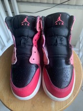 Nike Air Jordan 1 Mid Pink Coral Chalk Pinksicle Black 554725-662 Youth Sz 5Y