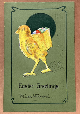 Embossed Easter Greetings Postcard - New Brunswick, NJ - Postmarked Mar 29, 1907