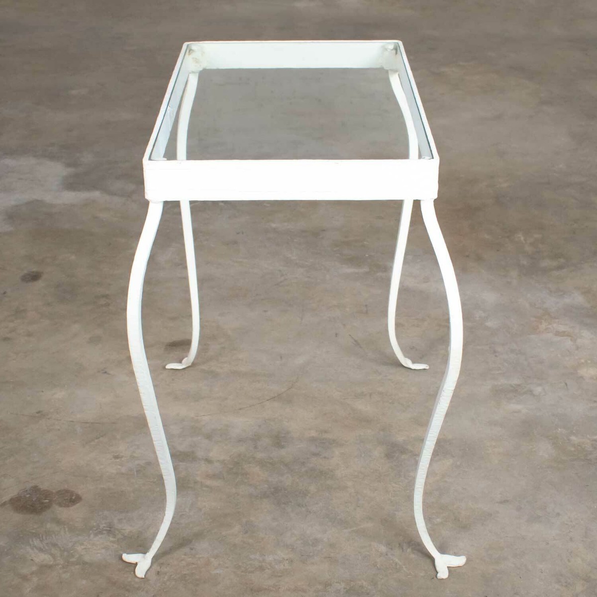 Vintage Hand Wrought Iron Rectangle Glass Top Side Table | eBay