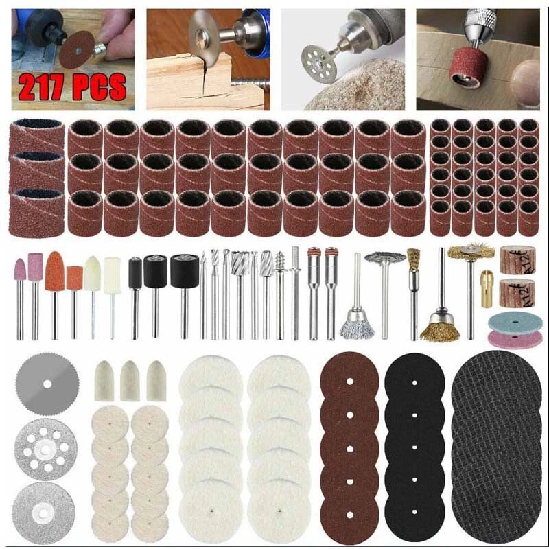 217Pc Abrasive Dremel Rotary Tool Accessories Kit Grinding Sanding