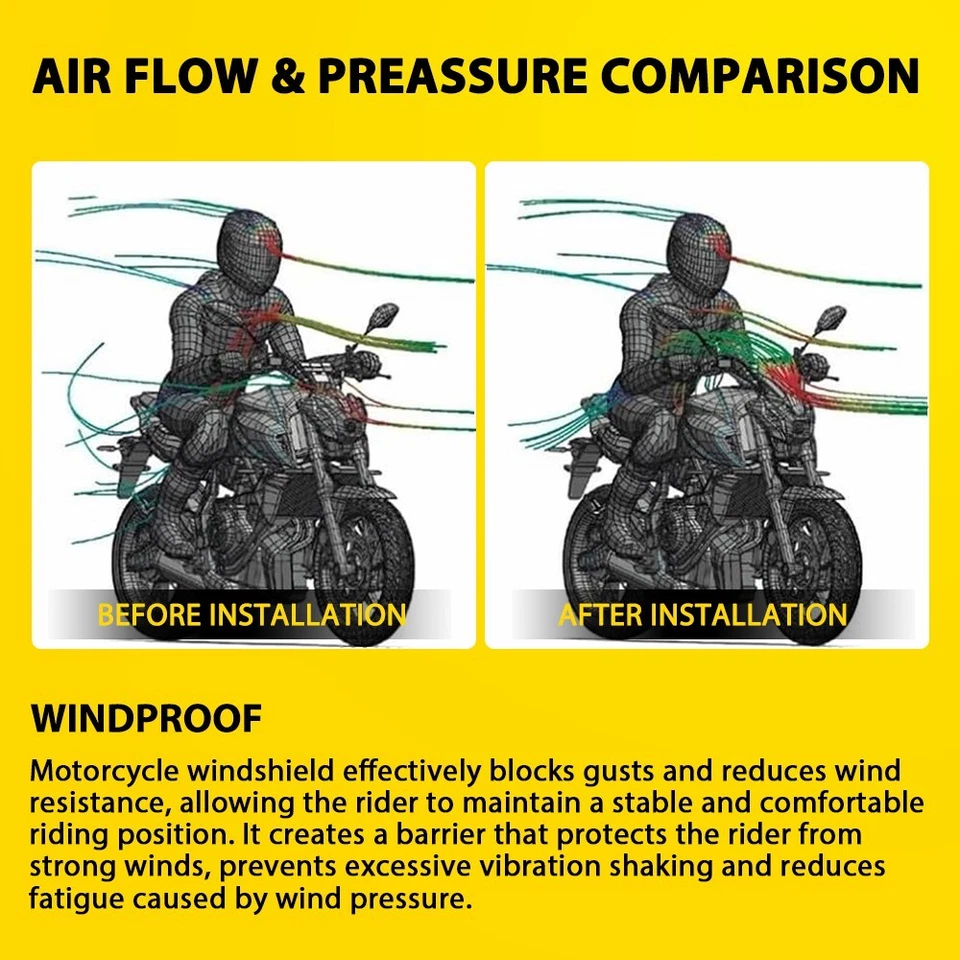 Parabrisas de humo para Harley Dyna Honda Suzuki Yamaha Kawasaki 19" EE. UU. Foto 3 de 4