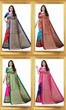 i Women's Printed Poly Silk Saree with Blouse Piece