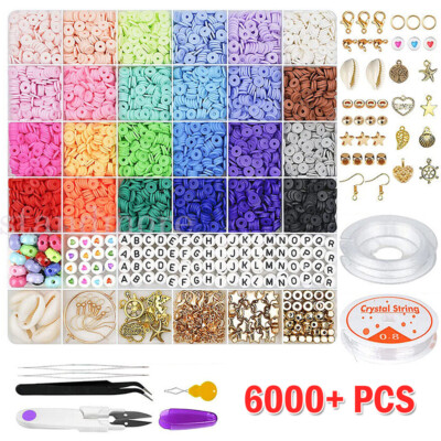 6000 Stck./Set Ton Perlen für Armband Herstellung Kit Ton Flach Polymer Perlen Schmuck