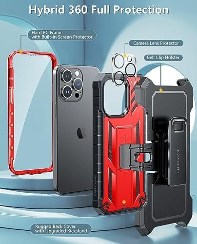 for iPhone 15-Pro-Max Phone Case : with Belt-Clip Holster & Kickstand - Heavy Du - Picture 4 of 7
