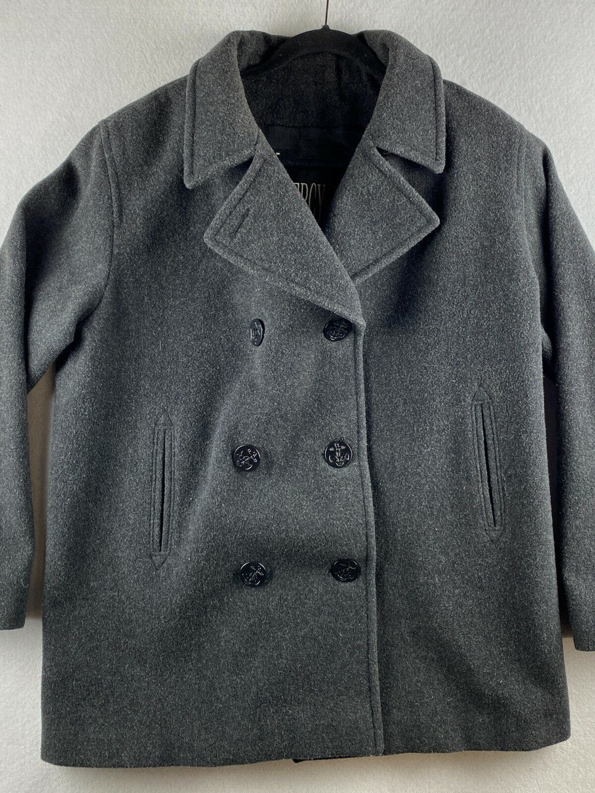 Vintage J. Percy Pea Coat Womens 14 ButtonUp USA Mad… Gem