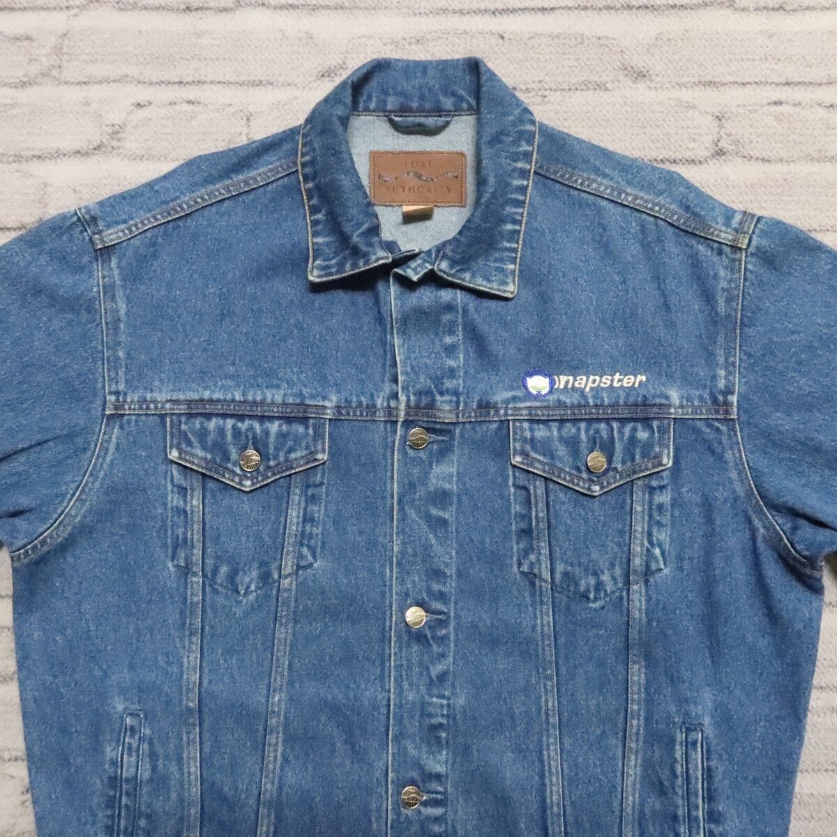 Vintage Rare 90s Napster Logo Denim Trucker Jacket Size L Vintage Rare 90s Napster Logo Denim Trucker Jacket Size L