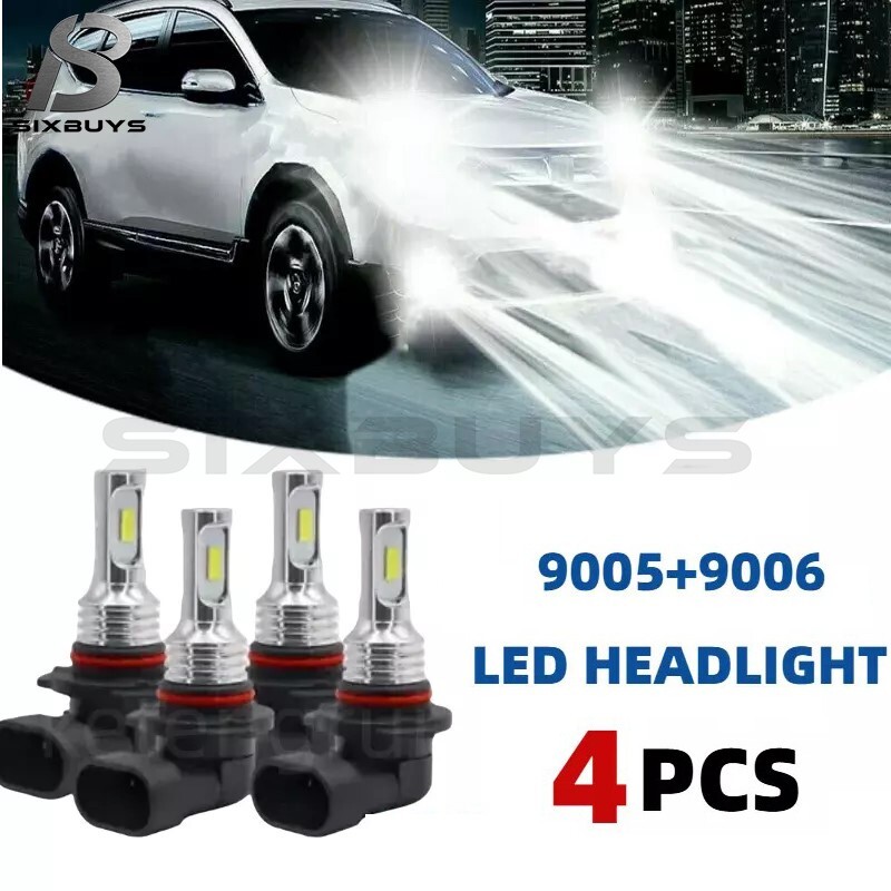 9006 9005 LED Headlight KIT Combo Bulbs 10000K High Low Beam Super Bright White