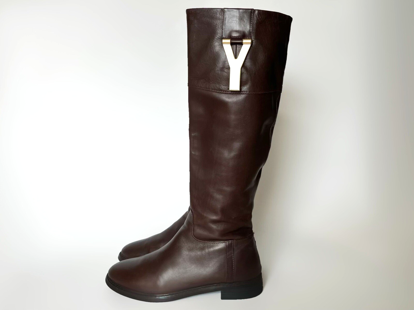 YSL Yves Saint Laurent Rive Gauche donna stivali al ginocchio in pelle 38