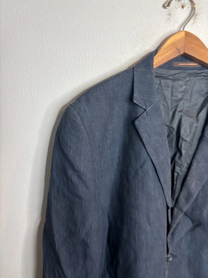 Blazer Adolfo Dominguez Hombre 56 Azul 100% Lino Abrigo Deportivo Chaqueta 4230 Foto 2 de 4