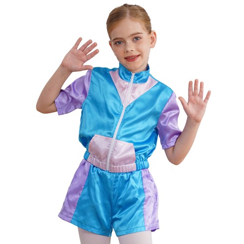 Kids Girls Suit Hip Hop Outfit Modern Set 80s Activewear Team Competition Jazz - Picture 14 of 56