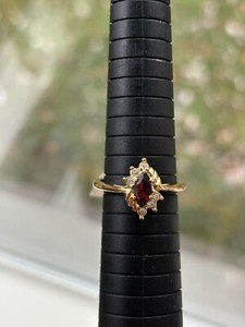 Authentic 14K Gold Plated Genuine Garnet Ring Size 10 With Tag