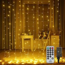 300 LED Curtain Lights, 9.8ft x 9.8ft Fairy String Lights with Remote