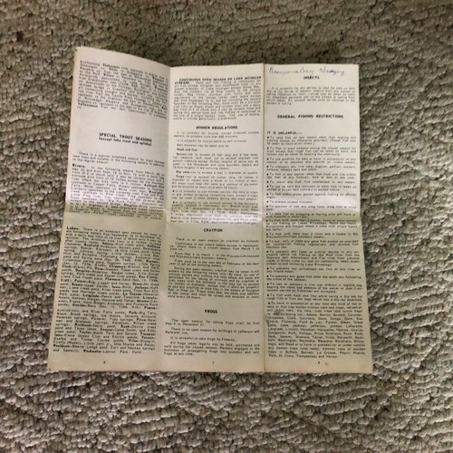 Wisconsin Fishing Regulations Brochure Pamphlet Summary 1968 Vintage Rough - Picture 12 of 12
