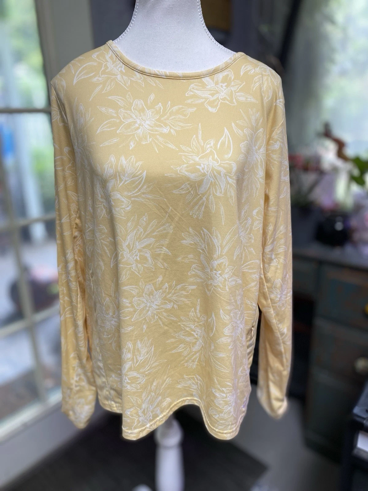 Hang Ten UV Protecting UPF 50+ Long Sleeve Shirt Yellow Women’s Size XXL (x)