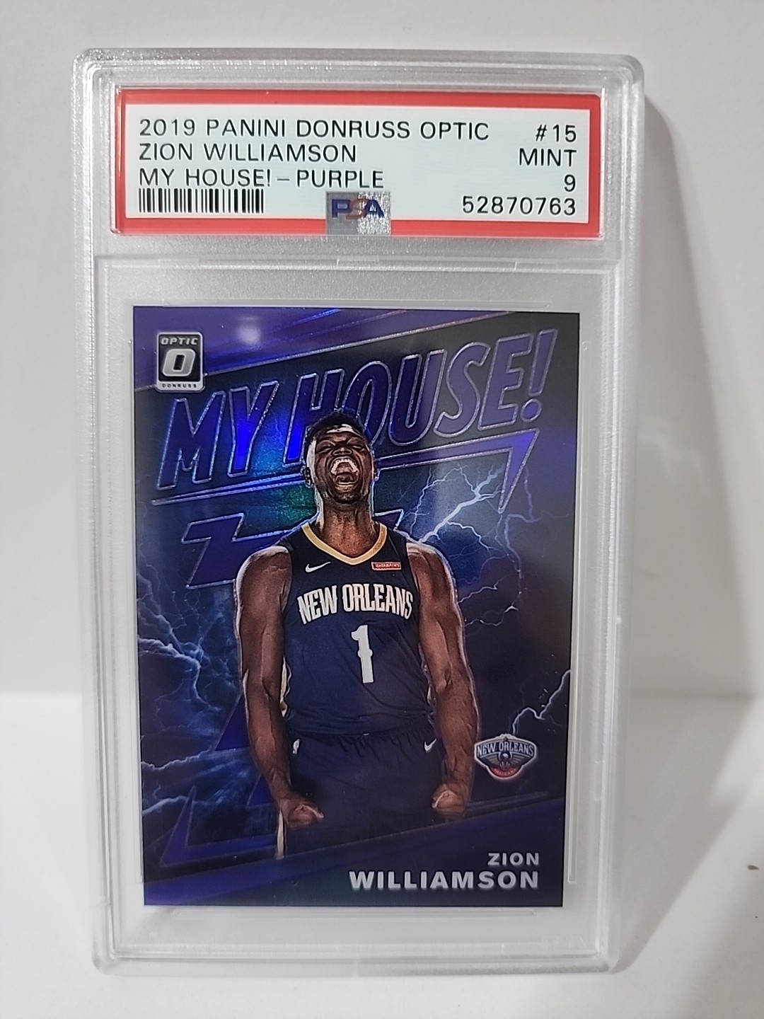 2019 Panini Donruss Optic #15 Zion Williamson My House!-Purple Prizm PSA 9