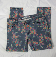 Mossimo Supply Co Floral Denim Jeans Skinny Vintage Y2K Mid Rise Junior Size 15