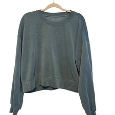 Lululemon Perfectly Oversized Cropped softstreame Sweatshirt Teal Green Sz 12