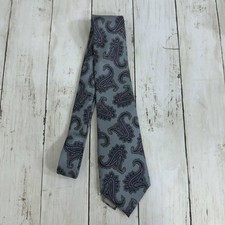 Christian Dior Men's NWT Vintage Italian Silk Paisley Tie Gray Purple USA Made