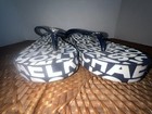 Authentic Michael, Kors Platform Flip-Flops Size 11, NavyWhite W/ Silver Logo — photo 8