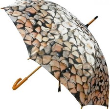Regenschirm - Stockschirm - Kaminholz - Holzscheite Motivschirm braun