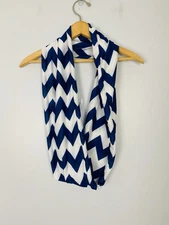 Womens Chevron Print Infinity Scarf Blue & White Fashion Scarf 6.5" x 25" Medium