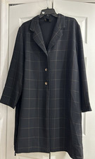 Ashley Stewart Navy Window Pane Shirt Dress~Poly/Rayon~Side slits~Plus size 18W