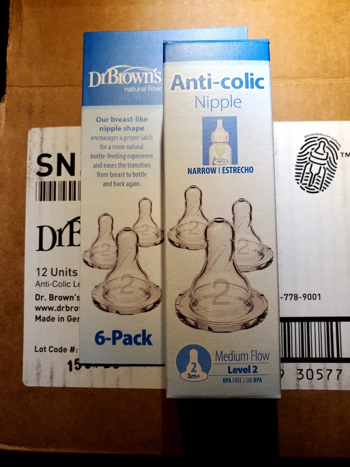 Dr. Brown's Natural Flow Anti-Colic 12 Units 6-pack Level 2 Silicone Narrow Nip - Image 2 of 4