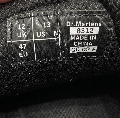 Scarpe Oxford Uomo DR MARTENS 8312 NERE Pelle Taglia 13 Stivali Grossi Grunge - Foto 8 di 8