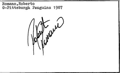 1980's -Roberto Romano- Signed/Autograph/Auto Index Card Pittsburgh Penguins NHL