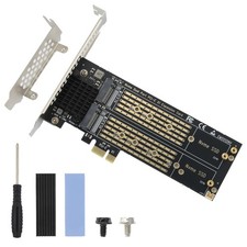 Dual M.2 NVMe to PCIe Adapter with Heat Sink - M-Key BM Key 2230/2242/2260/22...